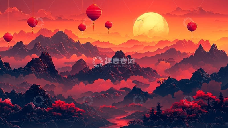 高清大图下载【趣麦麦图】红色热气球