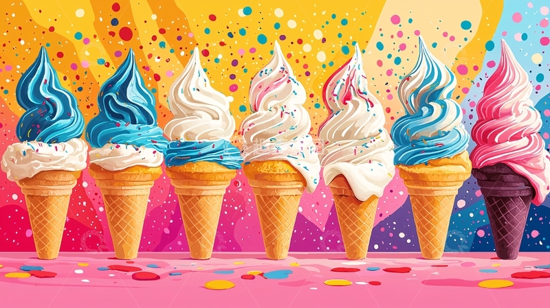 高清大图下载【趣麦麦图】彩色冰淇淋圣代