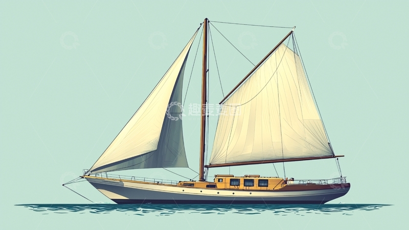 高清大图下载【趣麦麦图】帆船手绘图
