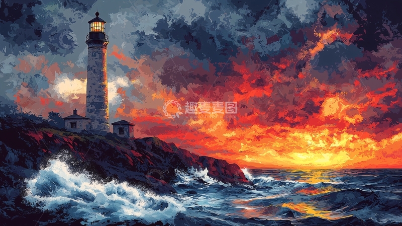 高清大图下载【趣麦麦图】风暴中的灯塔