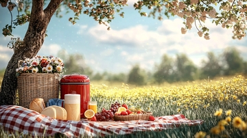 春意盎然的野餐场景