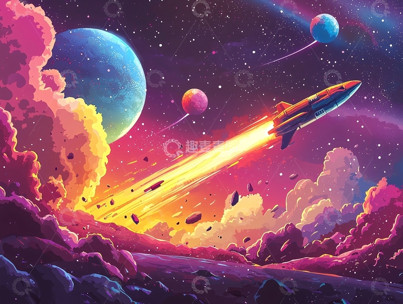 高清大图下载【趣麦麦图】宇宙飞船发射