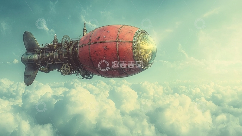 高清大图下载【趣麦麦图】蒸汽朋克飞艇