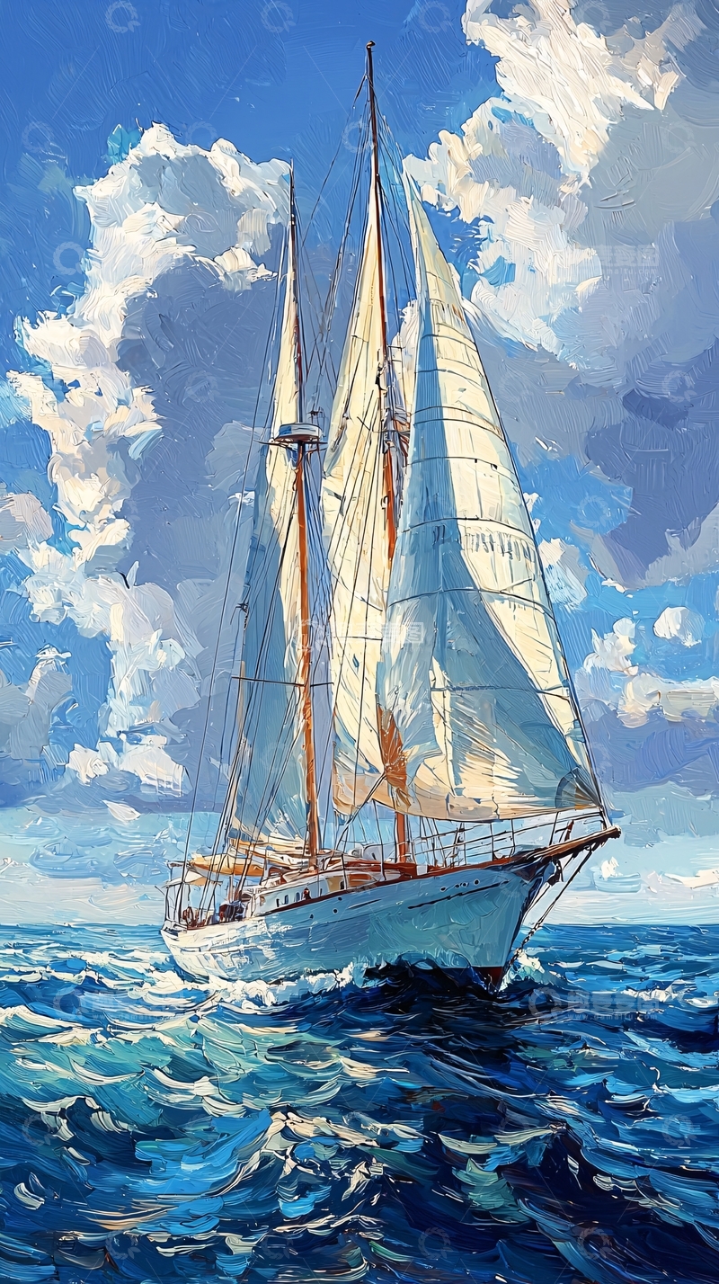 高清大图下载【趣麦麦图】阳光下的双桅帆船
