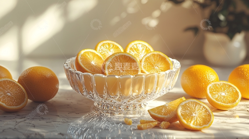 高清大图下载【趣麦麦图】阳光下切开的橙子
