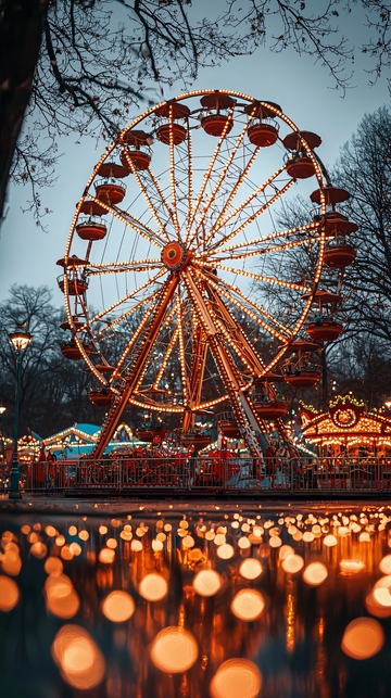 夜晚摩天轮灯光秀