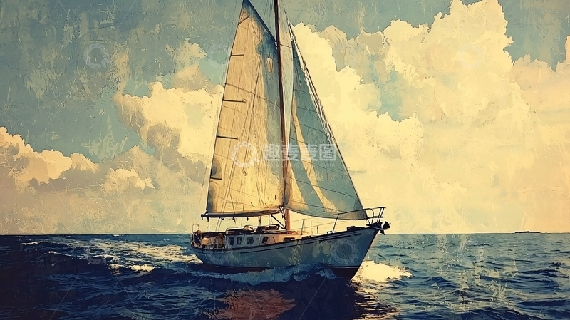 高清大图下载【趣麦麦图】复古帆船航海图