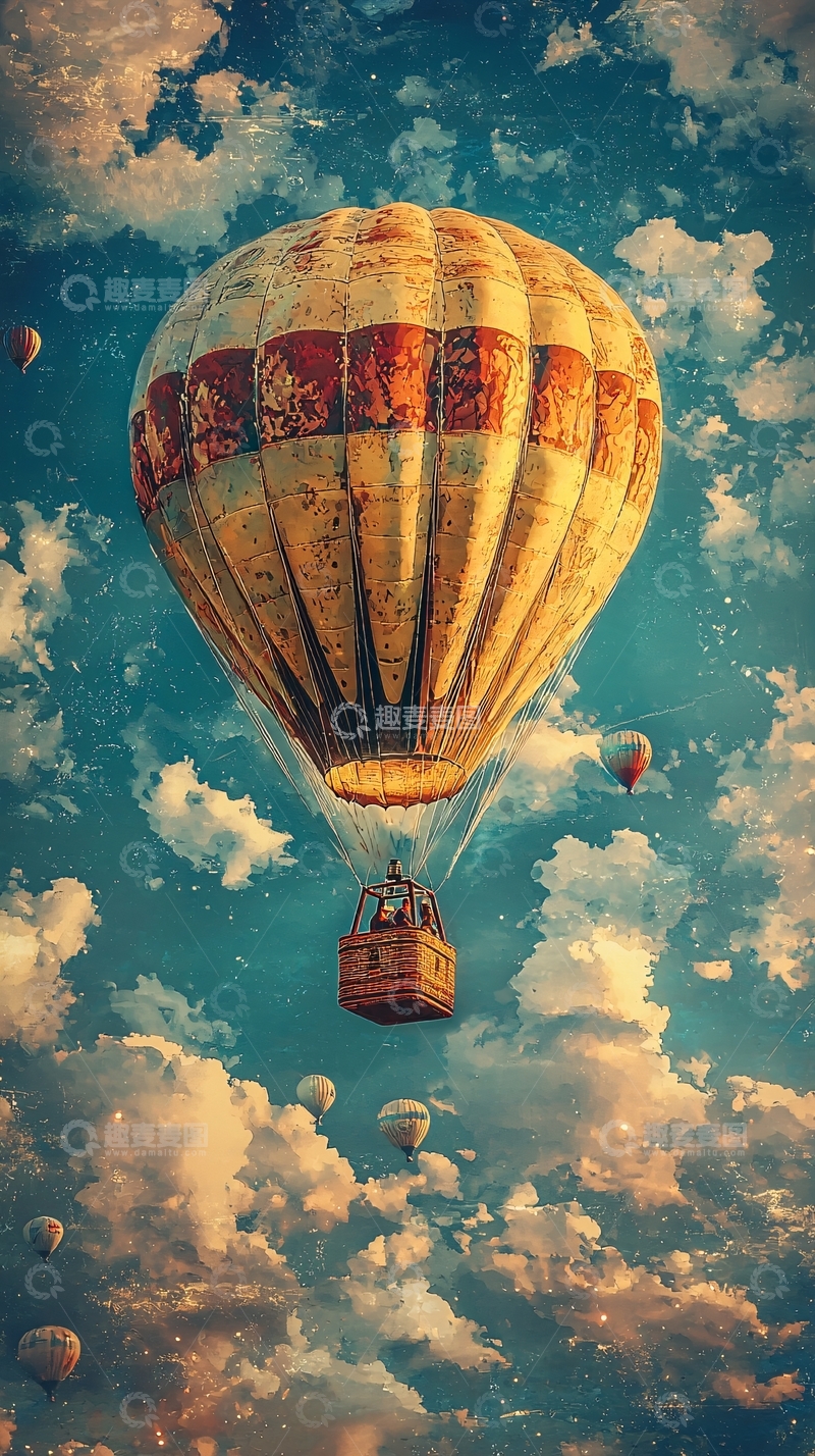 高清大图下载【趣麦麦图】复古热气球