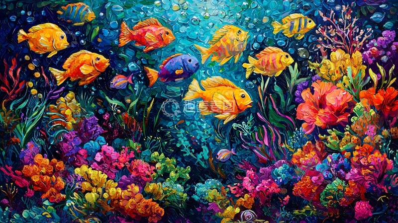 高清大图下载【趣麦麦图】多彩热带鱼珊瑚礁