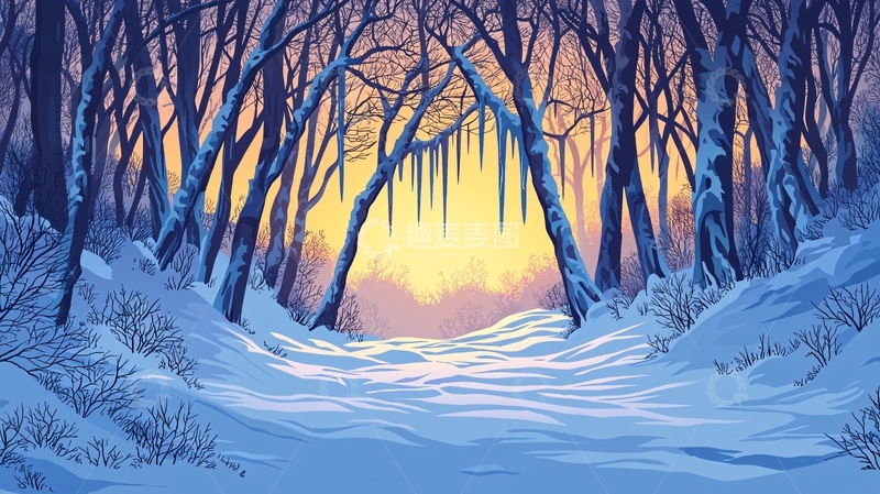 高清大图下载【趣麦麦图】冬日森林雪景