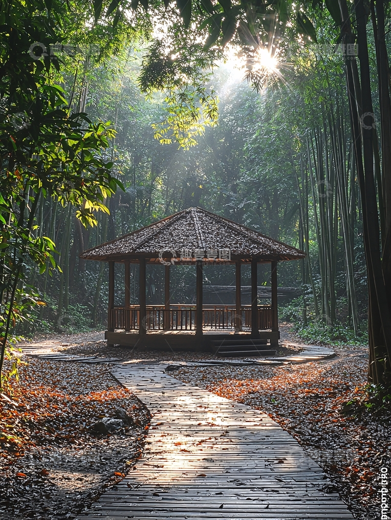 高清大图下载【趣麦麦图】竹林小亭