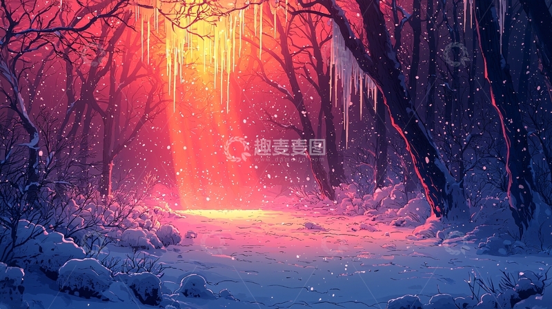 高清大图下载【趣麦麦图】冬日森林梦幻场景