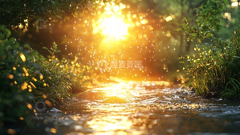 高清大图下载【趣麦麦图】阳光森林小溪