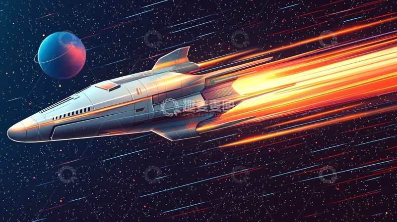 高清大图下载【趣麦麦图】宇宙飞船高速飞行