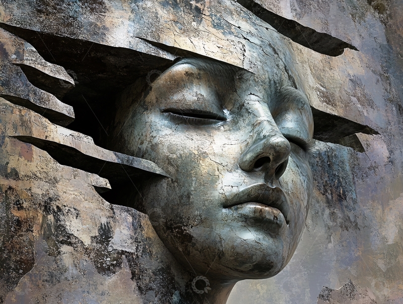 高清大图下载【趣麦麦图】石雕女性头像