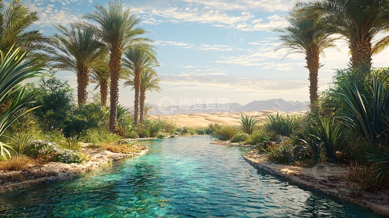 高清大图下载【趣麦麦图】沙漠绿洲