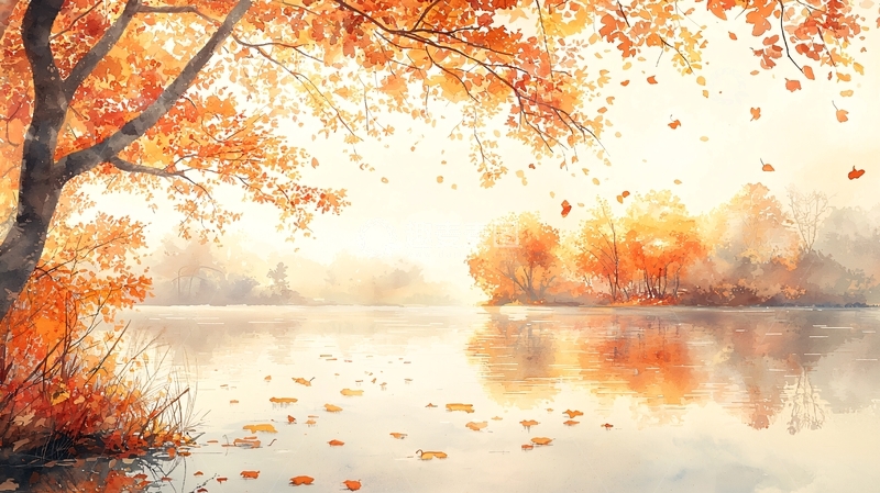 高清大图下载【趣麦麦图】秋日湖边树木倒影