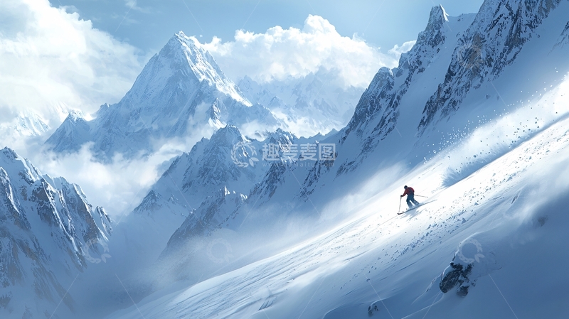 高清大图下载【趣麦麦图】雪山滑雪