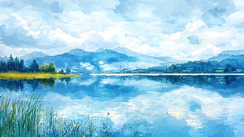 高清大图下载【趣麦麦图】宁静祥和的湖光山色