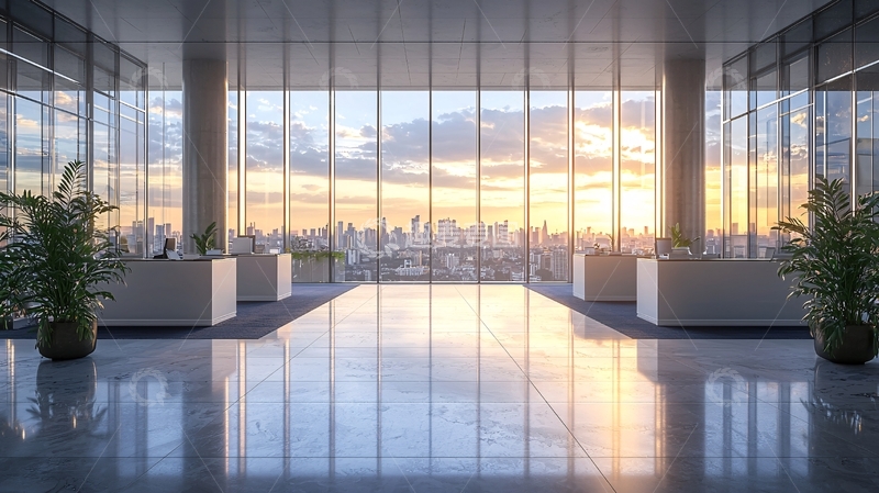 高清大图下载【趣麦麦图】现代化大楼落地窗景色