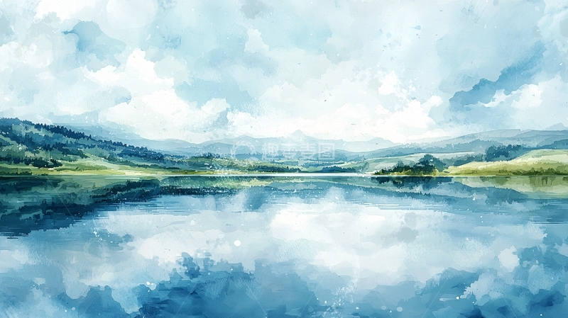 高清大图下载【趣麦麦图】平静湖面山峦倒影