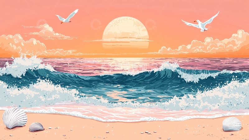 高清大图下载【趣麦麦图】海边日落