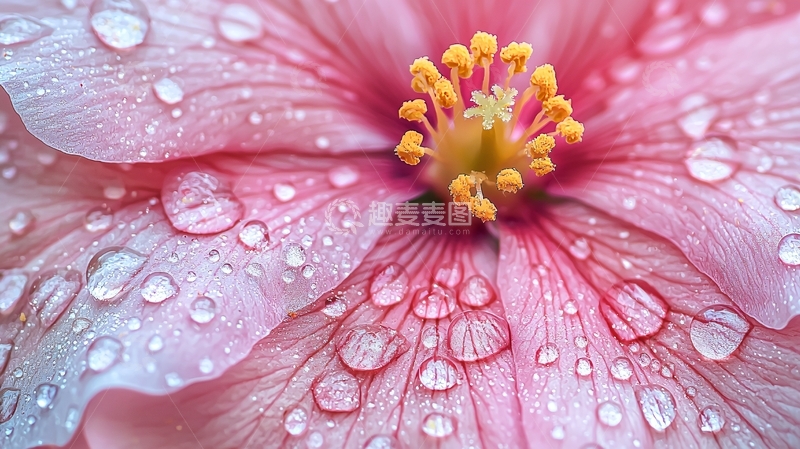 高清大图下载【趣麦麦图】粉色花朵雨露