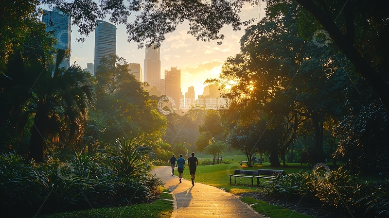 高清大图下载【趣麦麦图】清晨公园跑步