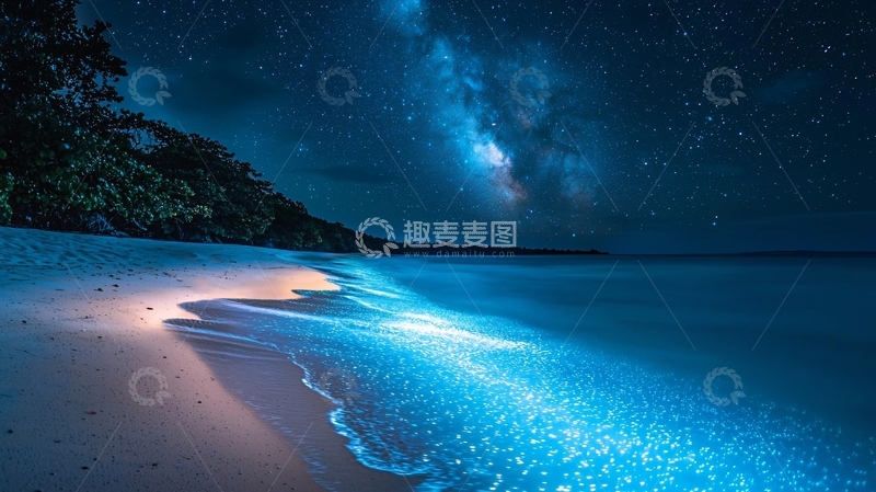 高清大图下载【趣麦麦图】璀璨星空下的蓝色海岸