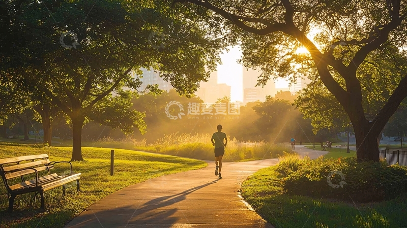 高清大图下载【趣麦麦图】清晨公园跑步