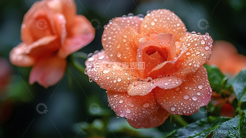 高清大图下载【趣麦麦图】雨后橙色玫瑰花