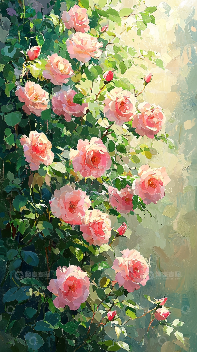 高清大图下载【趣麦麦图】粉色玫瑰花墙