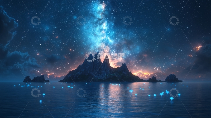 高清大图下载【趣麦麦图】星空下的神秘岛屿