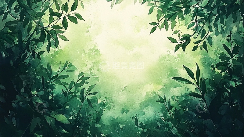 高清大图下载【趣麦麦图】绿叶丛中透出阳光
