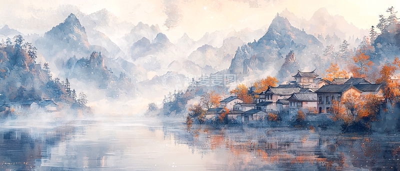 高清大图下载【趣麦麦图】水墨山水画726