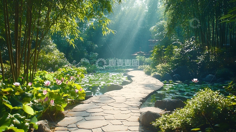 高清大图下载【趣麦麦图】阳光透过树林小路