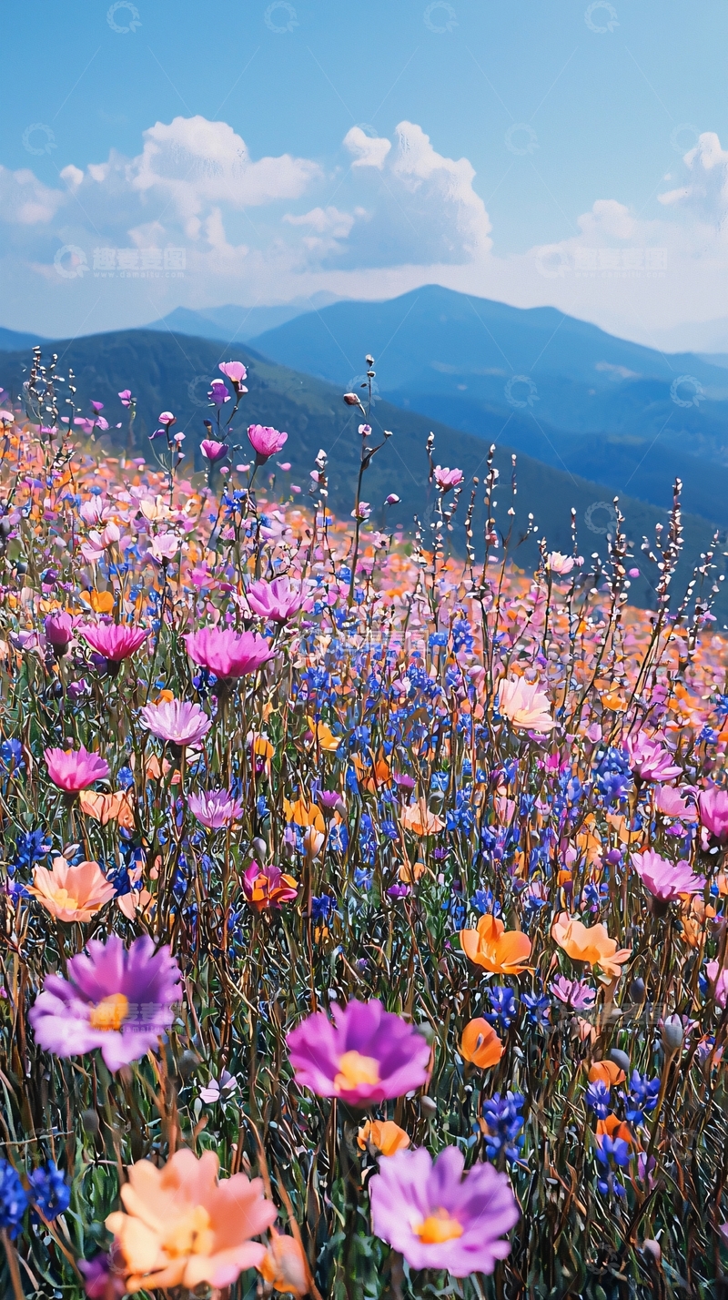 高清大图下载【趣麦麦图】山峦花海