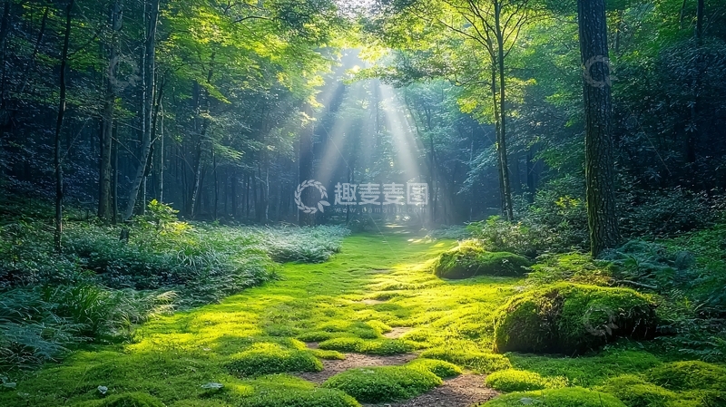 高清大图下载【趣麦麦图】阳光森林小路
