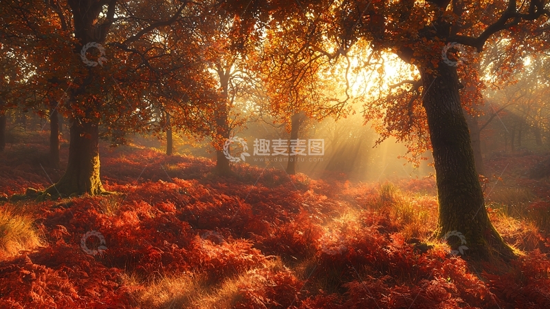 高清大图下载【趣麦麦图】秋日森林阳光