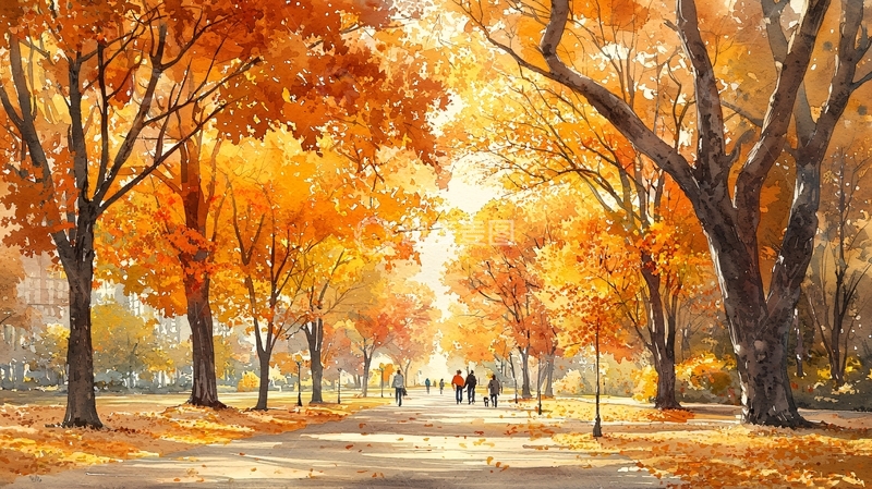 高清大图下载【趣麦麦图】秋日林荫小路