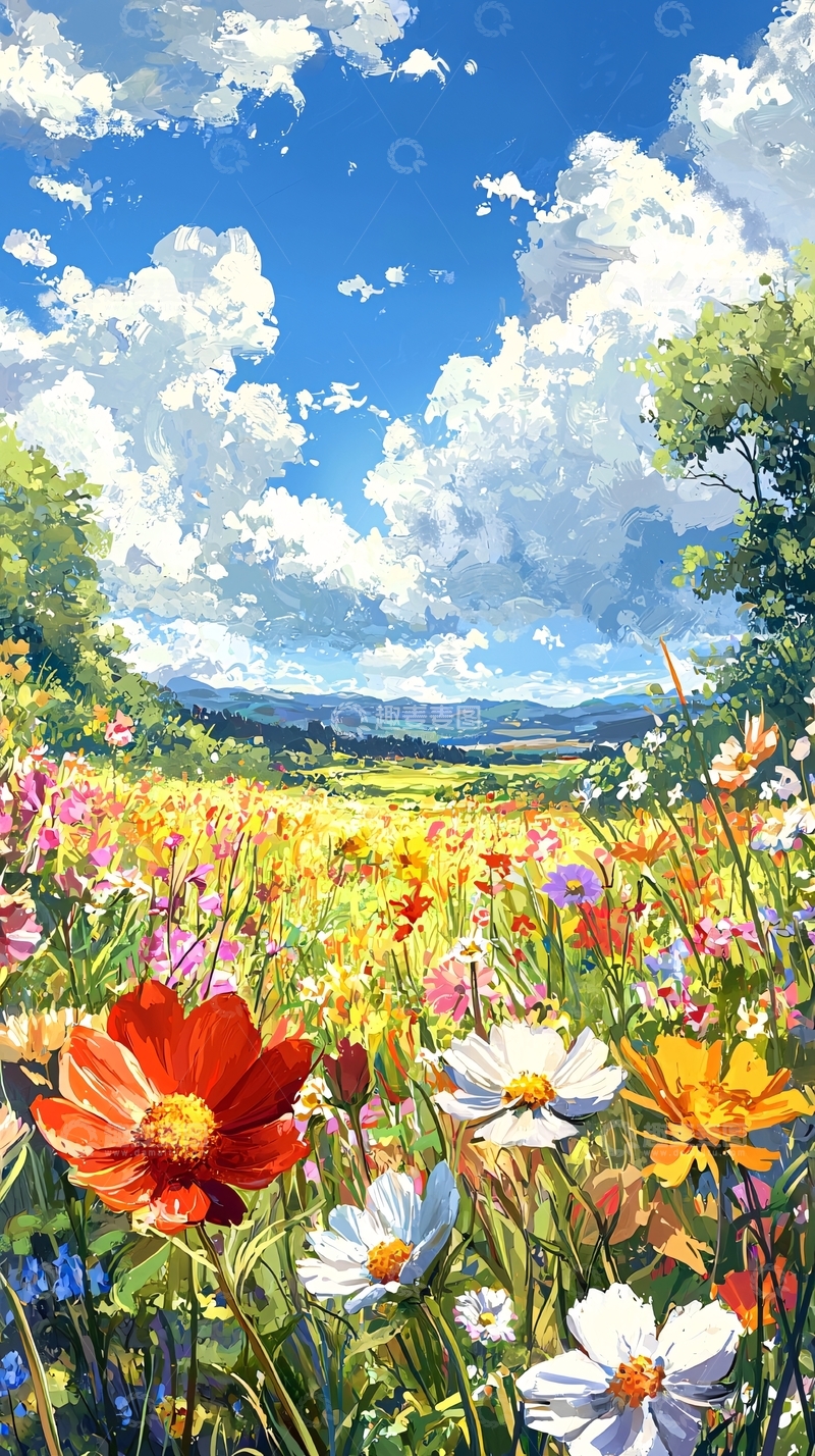 高清大图下载【趣麦麦图】彩色鲜花田园风光