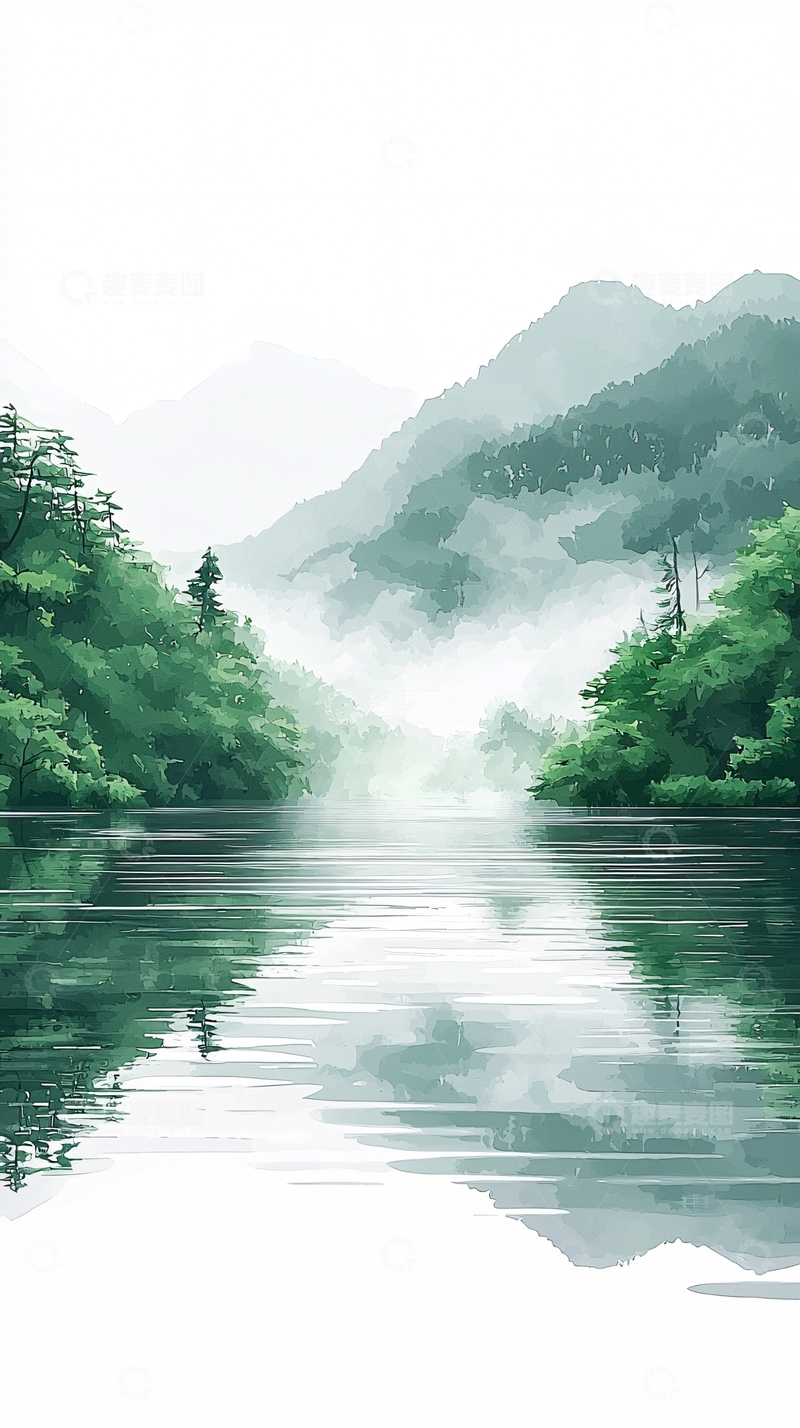 高清大图下载【趣麦麦图】水墨山水画731