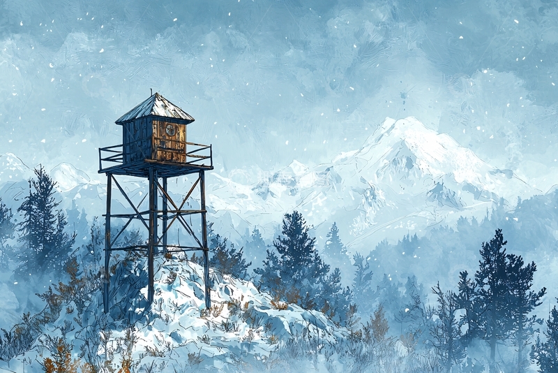 高清大图下载【趣麦麦图】雪山瞭望塔