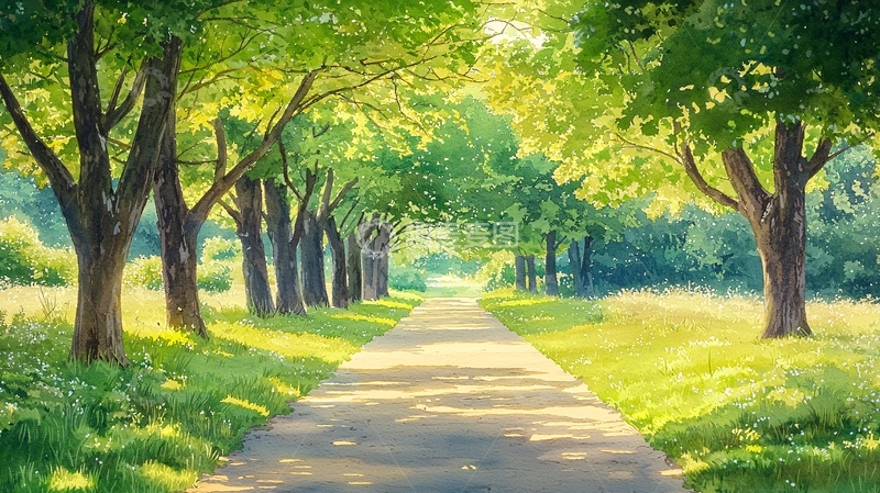 高清大图下载【趣麦麦图】阳光树荫小路