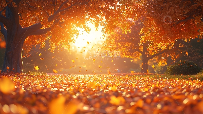 高清大图下载【趣麦麦图】秋日暖阳下的落叶