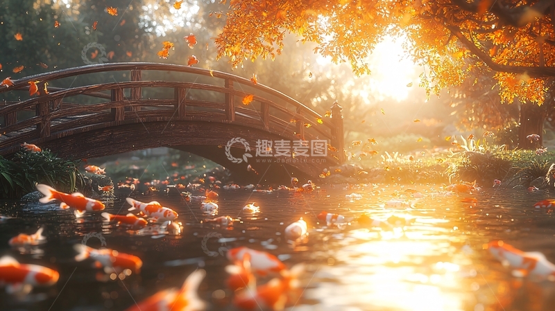 高清大图下载【趣麦麦图】秋日暖阳下的日式庭院