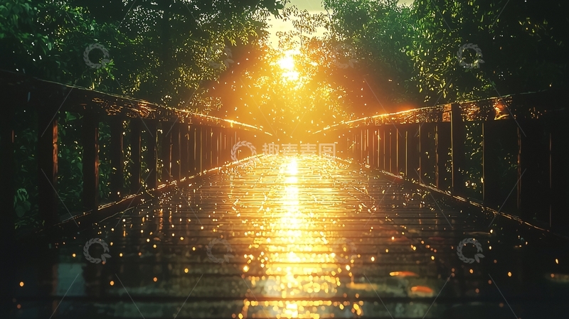 高清大图下载【趣麦麦图】雨后阳光桥梁