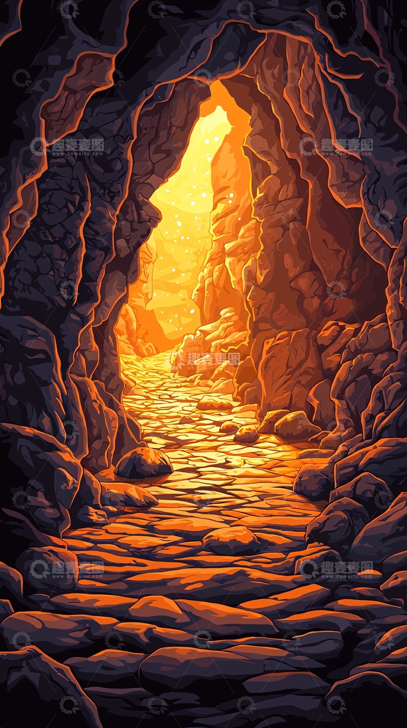 高清大图下载【趣麦麦图】光线透过岩洞