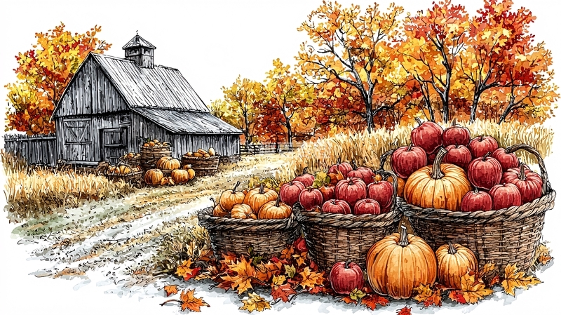 高清大图下载【趣麦麦图】秋收丰收图