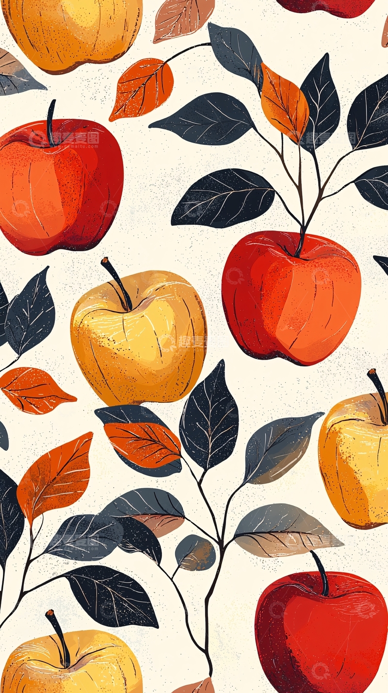 高清大图下载【趣麦麦图】手绘苹果秋季素材